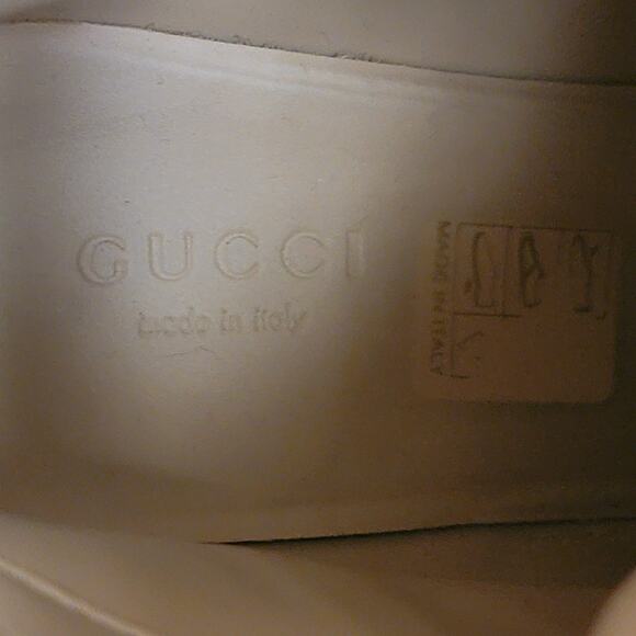 Gucci GG Monogram Wool Lace-Up Web Combat Platform Boots Navy Red 37.5 7.5 - Picture 12 of 13